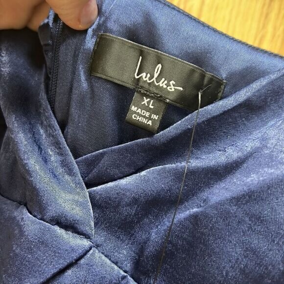 Lulus XL Navy Blue Satin Maxi Dress - Picture 5 of 10